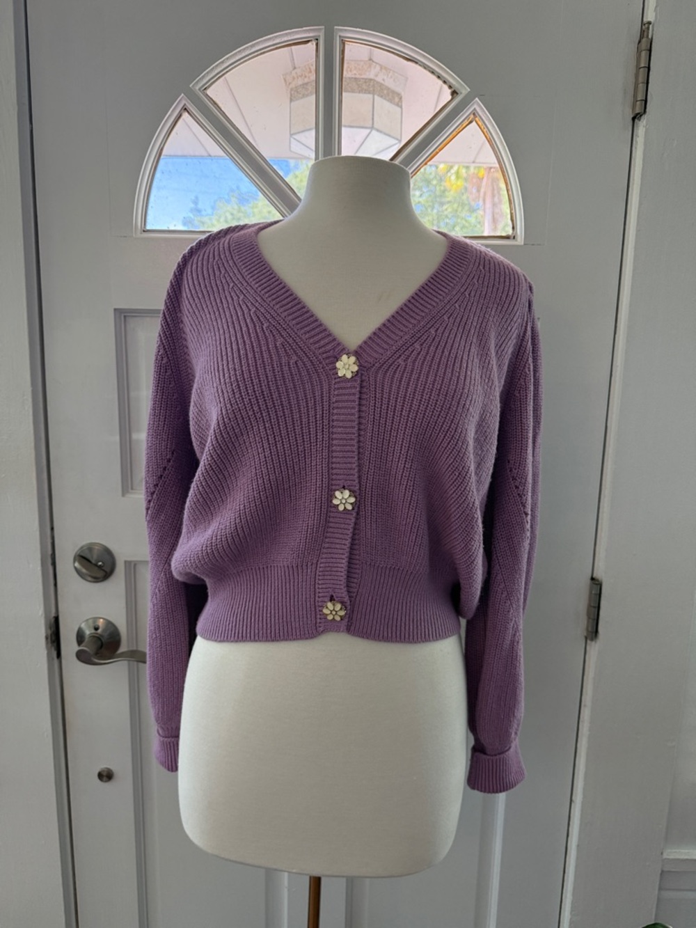 Sundays Lavender Knit Cardigan Sweater Medium